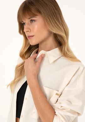 Kadın Krem Uzun Kollu Gömlek - 50309148028