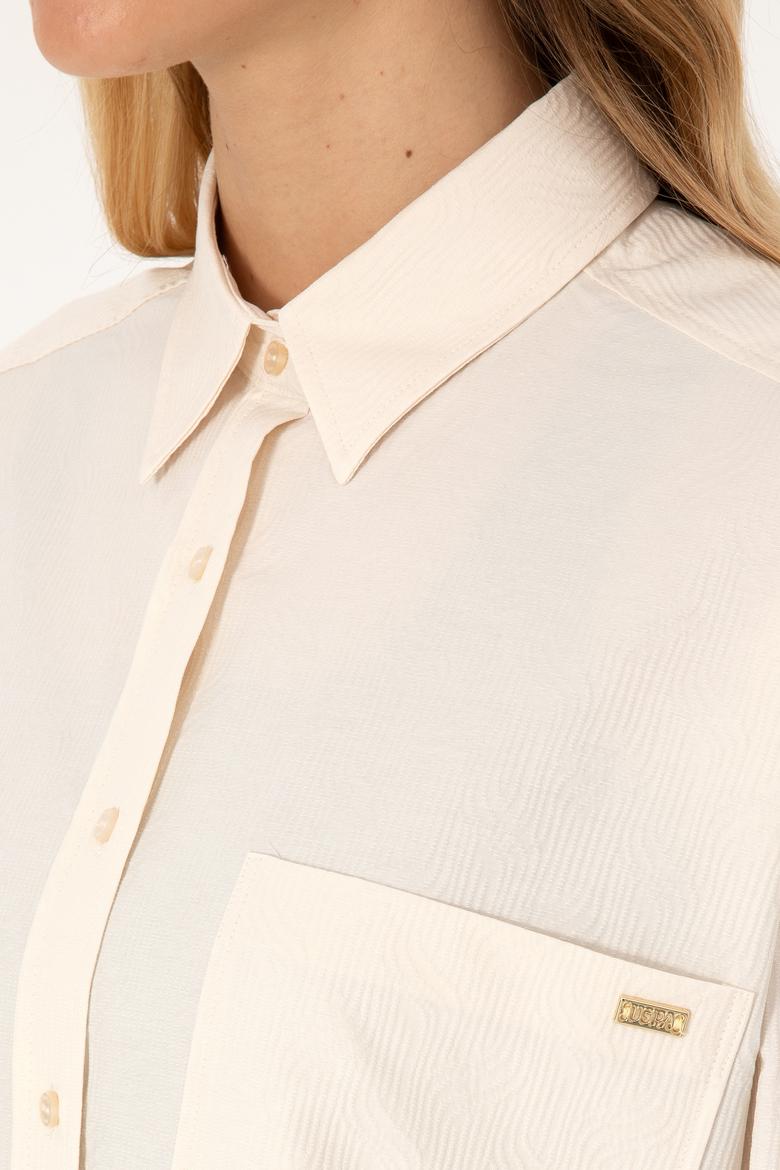 Kadın Krem Uzun Kollu Gömlek - 50309148028