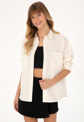 Kadın Krem Uzun Kollu Gömlek - 50309148028