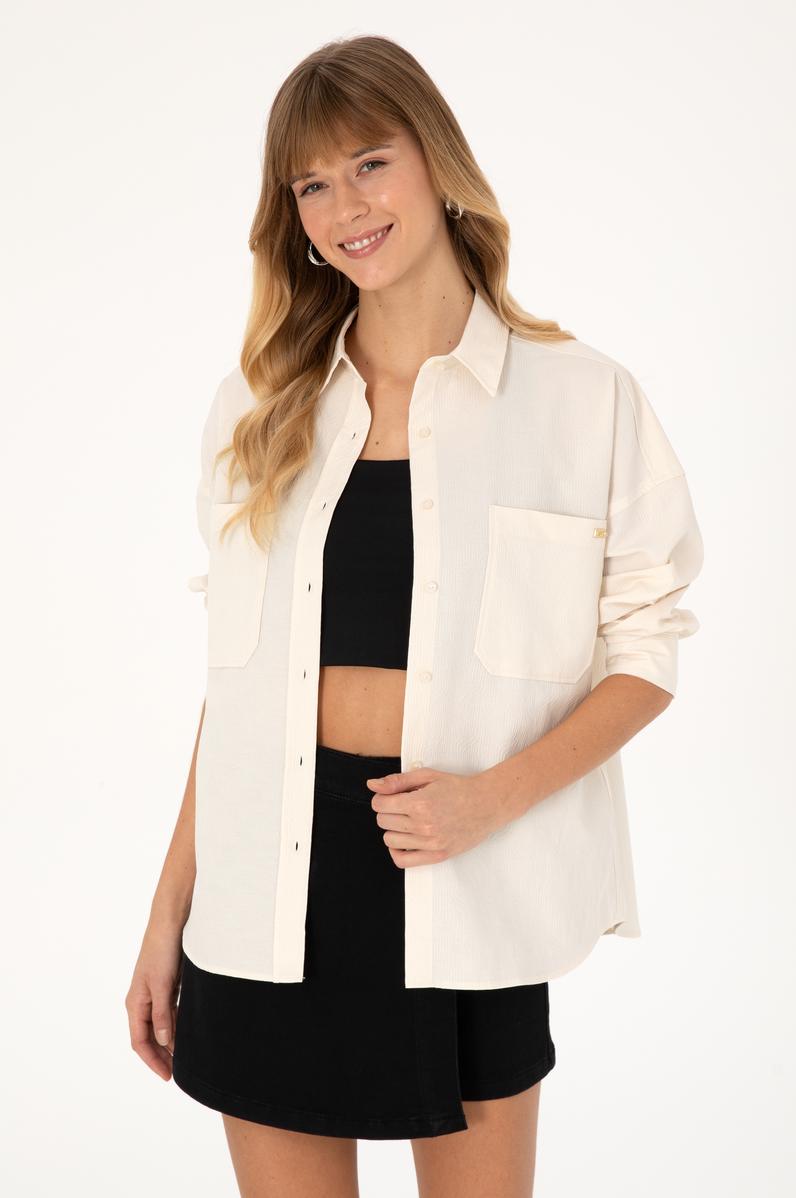 Kadın Krem Uzun Kollu Gömlek