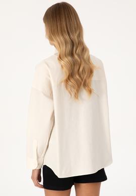 Kadın Krem Uzun Kollu Gömlek - 50309148028