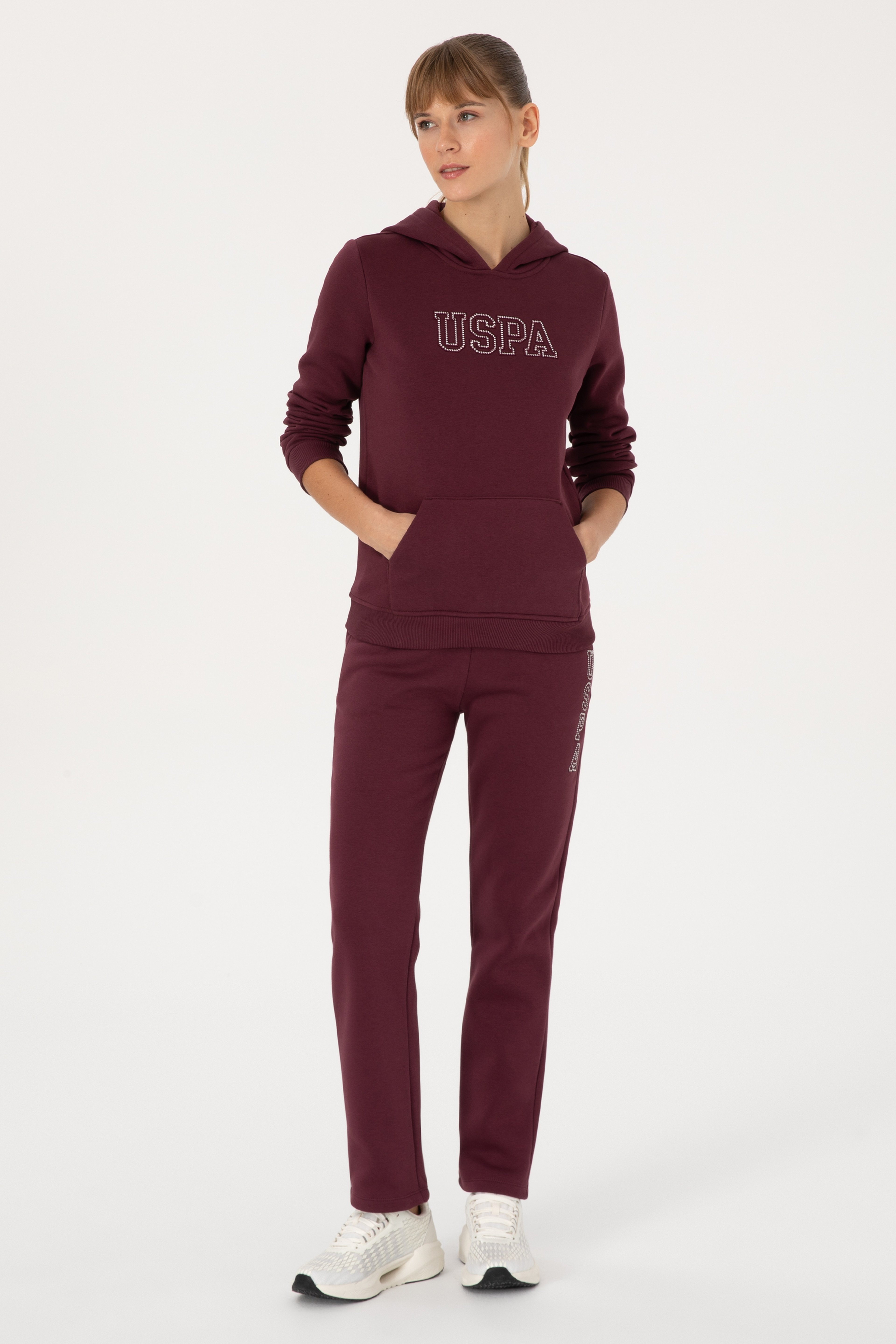 Kadın Bordo Şardonlu Eşofman Altı - Image 1