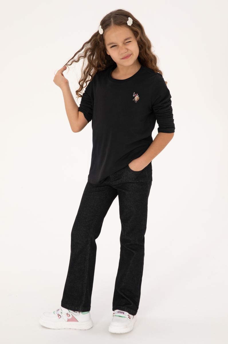 Kız Çocuk Siyah Slim Flare Jean Pantolon