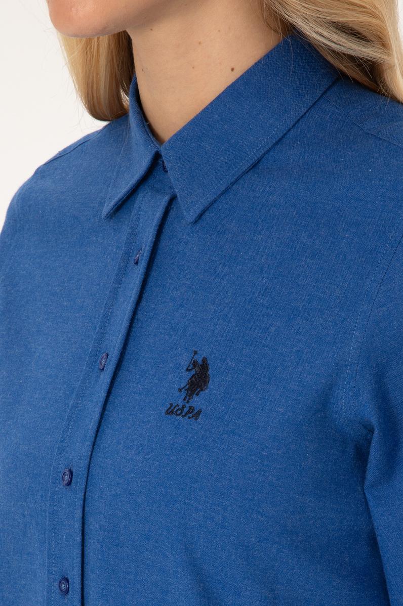 Kadın Mavi Uzun Kollu Basic Gömlek