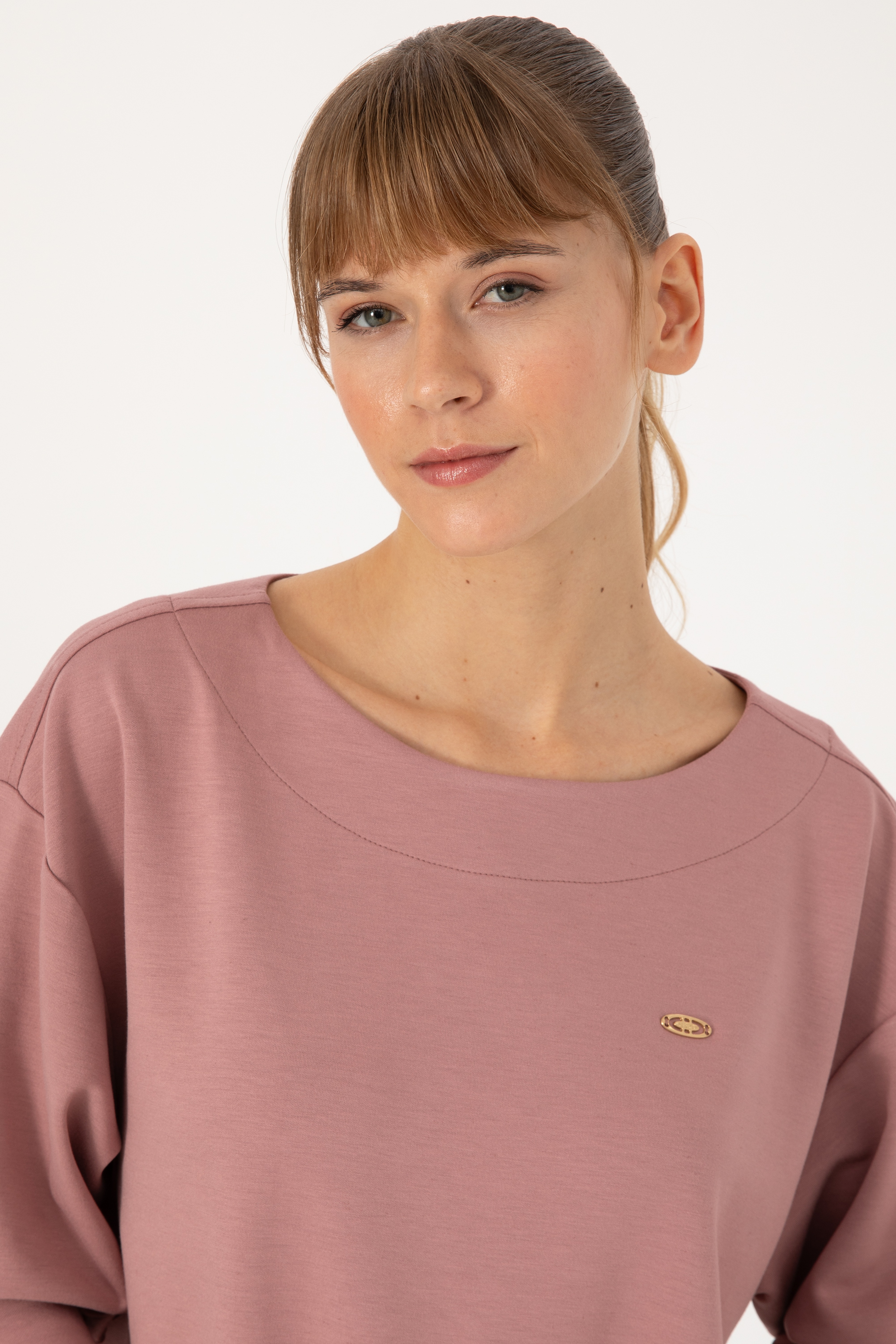 Kadın Gül Kurusu Bisiklet Yaka Sweatshirt