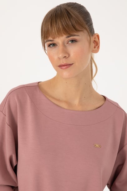 Kadın Gül Kurusu Bisiklet Yaka Sweatshirt