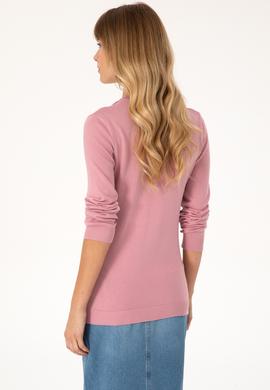 Kadın Pembe V Yaka Basic Kazak - 50313590088