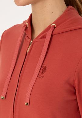 Kadın Kiremit Fermuarlı Kapüşonlu Sweatshırt - 50313594024