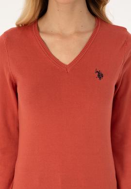 Kadın Gül Kurusu V Yaka Basic Kazak - 50313590067