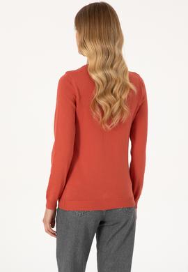 Kadın Gül Kurusu V Yaka Basic Kazak - 50313590067