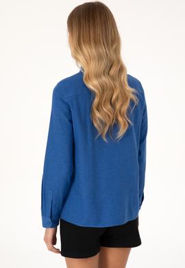 Kadın Mavi Uzun Kollu Basic Gömlek - 50316518006