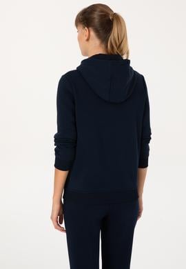 Kadın Lacivert Şardonlu Kapüşonlu Basic Sweatshirt - 50313566013