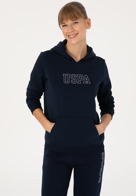 Kadın Lacivert Şardonlu Kapüşonlu Basic Sweatshirt - 50313566013
