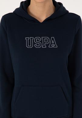 Kadın Lacivert Şardonlu Kapüşonlu Basic Sweatshirt - 50313566013