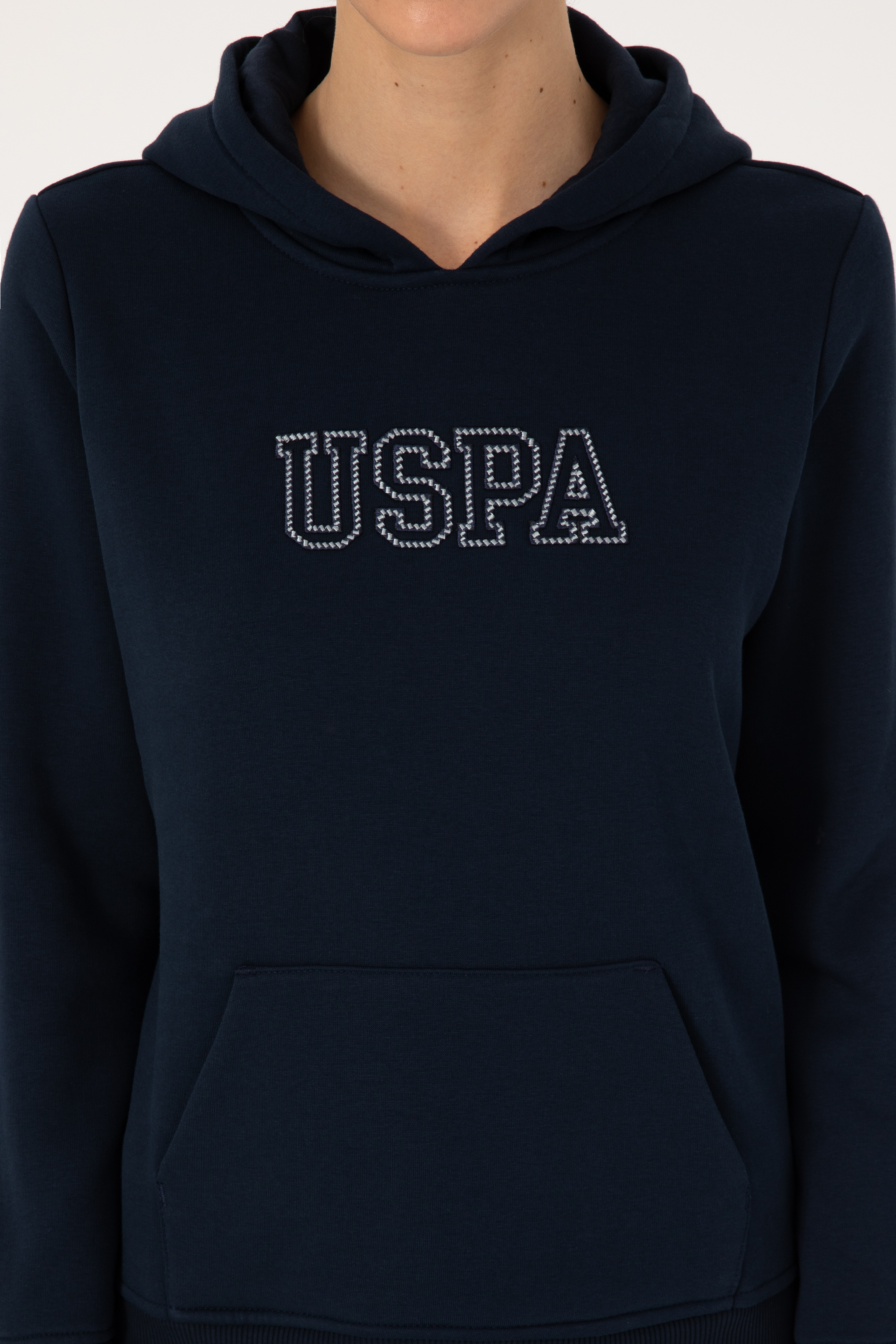 Kadın Lacivert Şardonlu Kapüşonlu Basic Sweatshirt - Image 6
