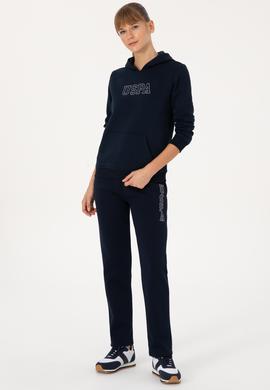 Kadın Lacivert Şardonlu Kapüşonlu Basic Sweatshirt - 50313566013