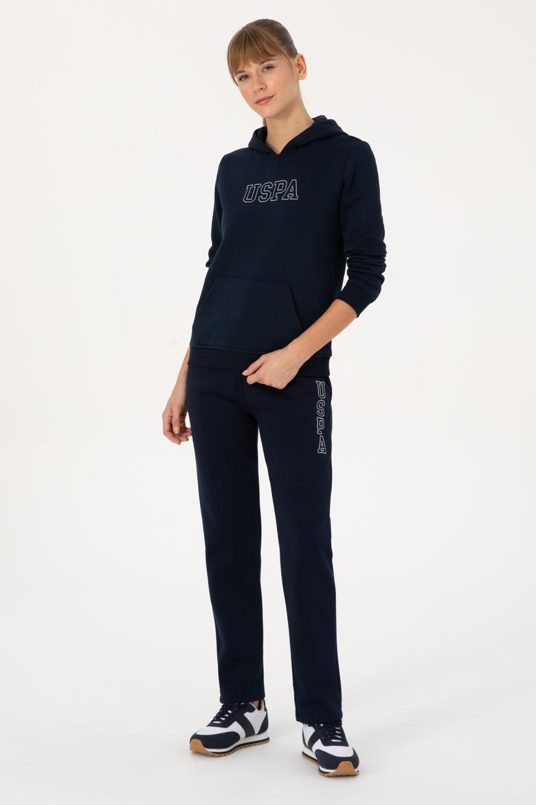 Kadın Lacivert Şardonlu Kapüşonlu Basic Sweatshirt - 50313566013