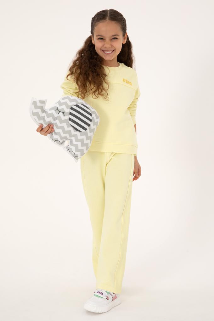 Kız Çocuk Sarı Bisiklet Yaka Sweatshirt