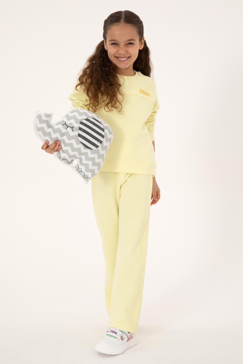 Kız Çocuk Sarı Bisiklet Yaka Sweatshirt