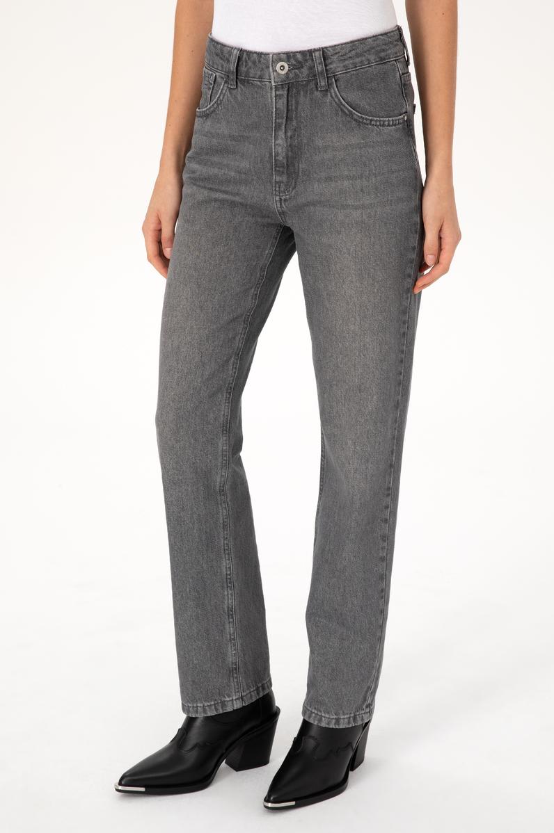 Kadın Gri Straight Fit Jean Pantolon