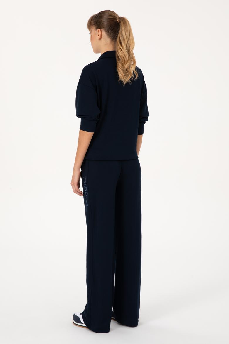 Kadın Lacivert Polo Yaka Sweatshirt - 50309082012