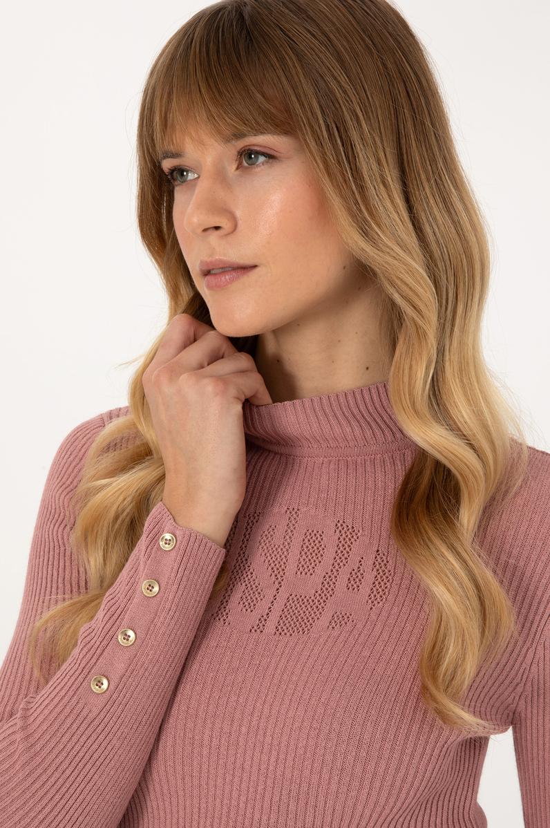 Kadın Orkide Yarım Balıkçı Yaka Kazak