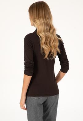 Kadın Kahverengi Basic Polo Yaka Sweatshirt - 50317627030