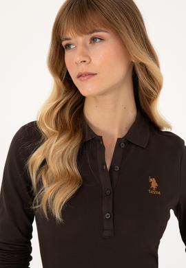 Kadın Kahverengi Basic Polo Yaka Sweatshirt - 50317627030