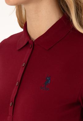 Kadın Bordo Basic Polo Yaka Sweatshirt - 50317627005