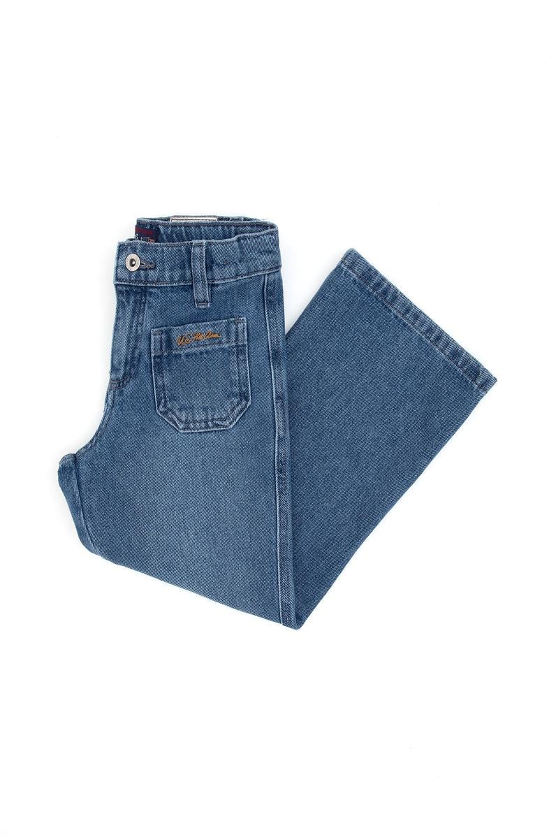 Kız Çocuk Açık Mavi Flare Fit Jean Pantolon