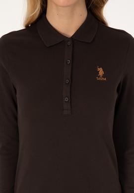 Kadın Kahverengi Basic Polo Yaka Sweatshirt - 50317627030
