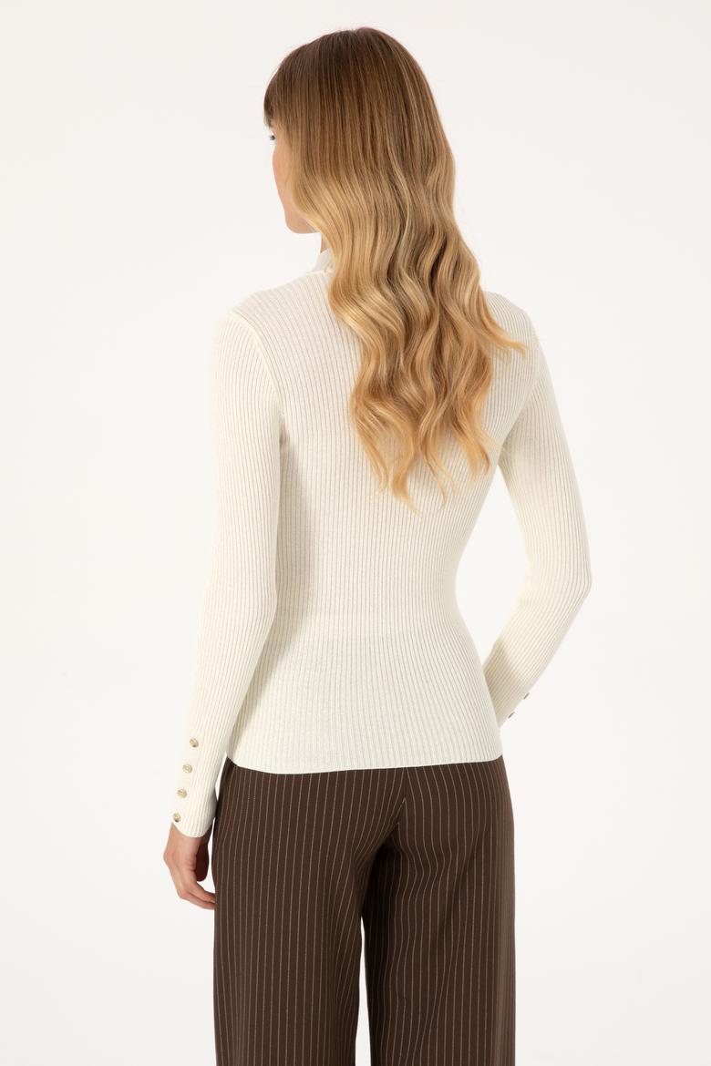 Kadın Krem Yarım Balıkçı Yaka Kazak - 50310051010