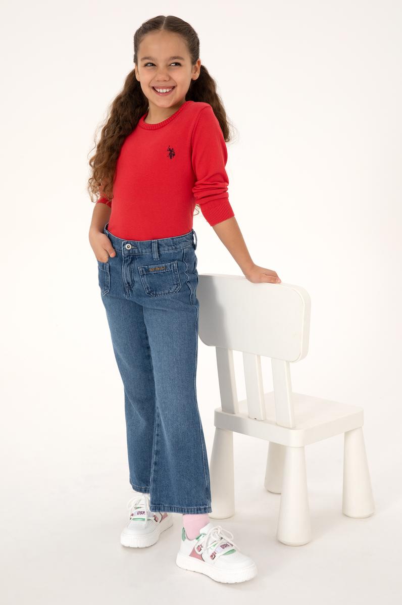 Kız Çocuk Açık Mavi Flare Fit Jean Pantolon