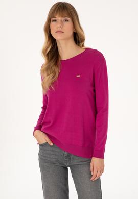 Kadın Pembe Bisiklet Yaka Basic Kazak - 50313579062