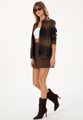 Kadın Kahverengi Uzun Kollu Gömlek - 50308646006