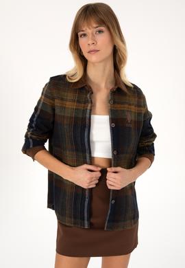 Kadın Kahverengi Uzun Kollu Gömlek - 50308646006