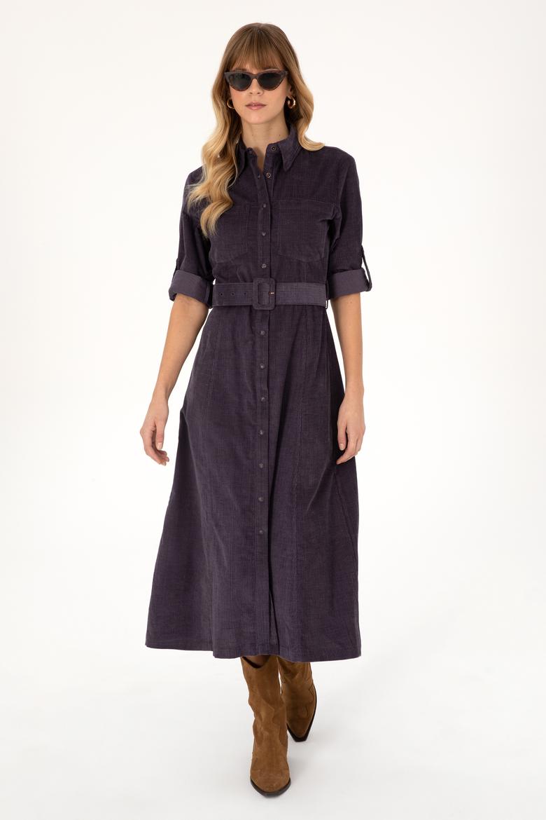 Kadın Mürdüm Dokuma Elbise