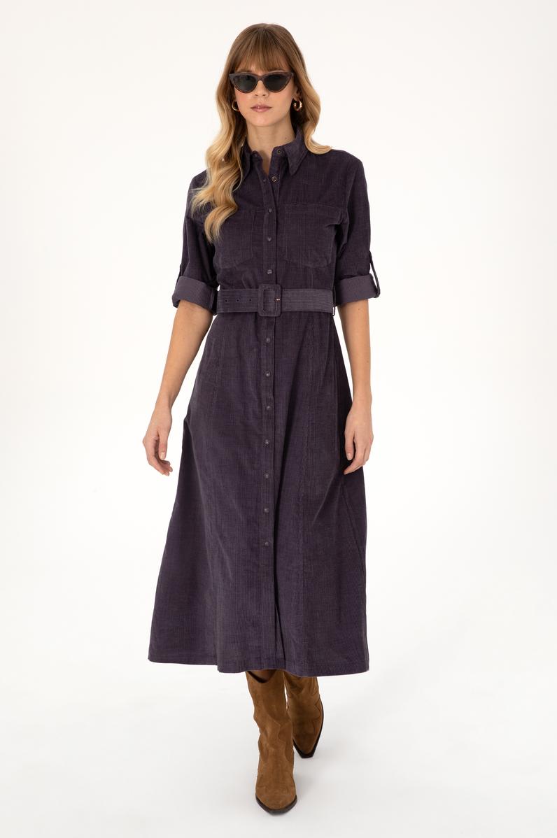 Kadın Mürdüm Dokuma Elbise