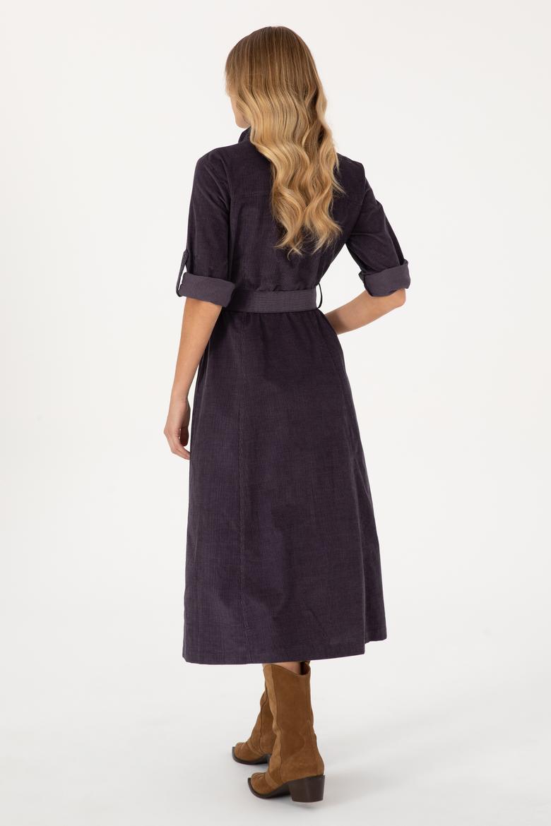 Kadın Mürdüm Dokuma Elbise - 50308622007