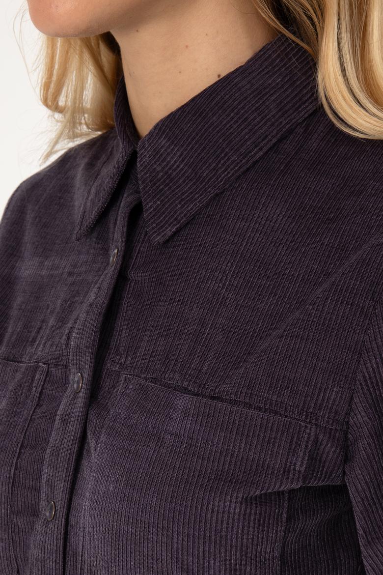 Kadın Mürdüm Dokuma Elbise - 50308622007