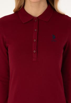 Kadın Bordo Basic Polo Yaka Sweatshirt - 50317627005