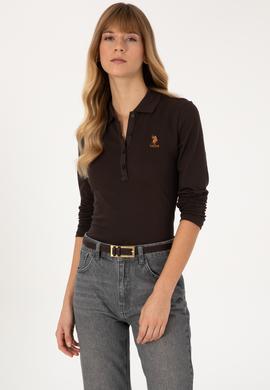 Kadın Kahverengi Basic Polo Yaka Sweatshirt - 50317627030
