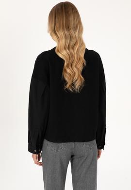 Kadın Siyah Bisiklet Yaka Sweatshirt - 50309052007