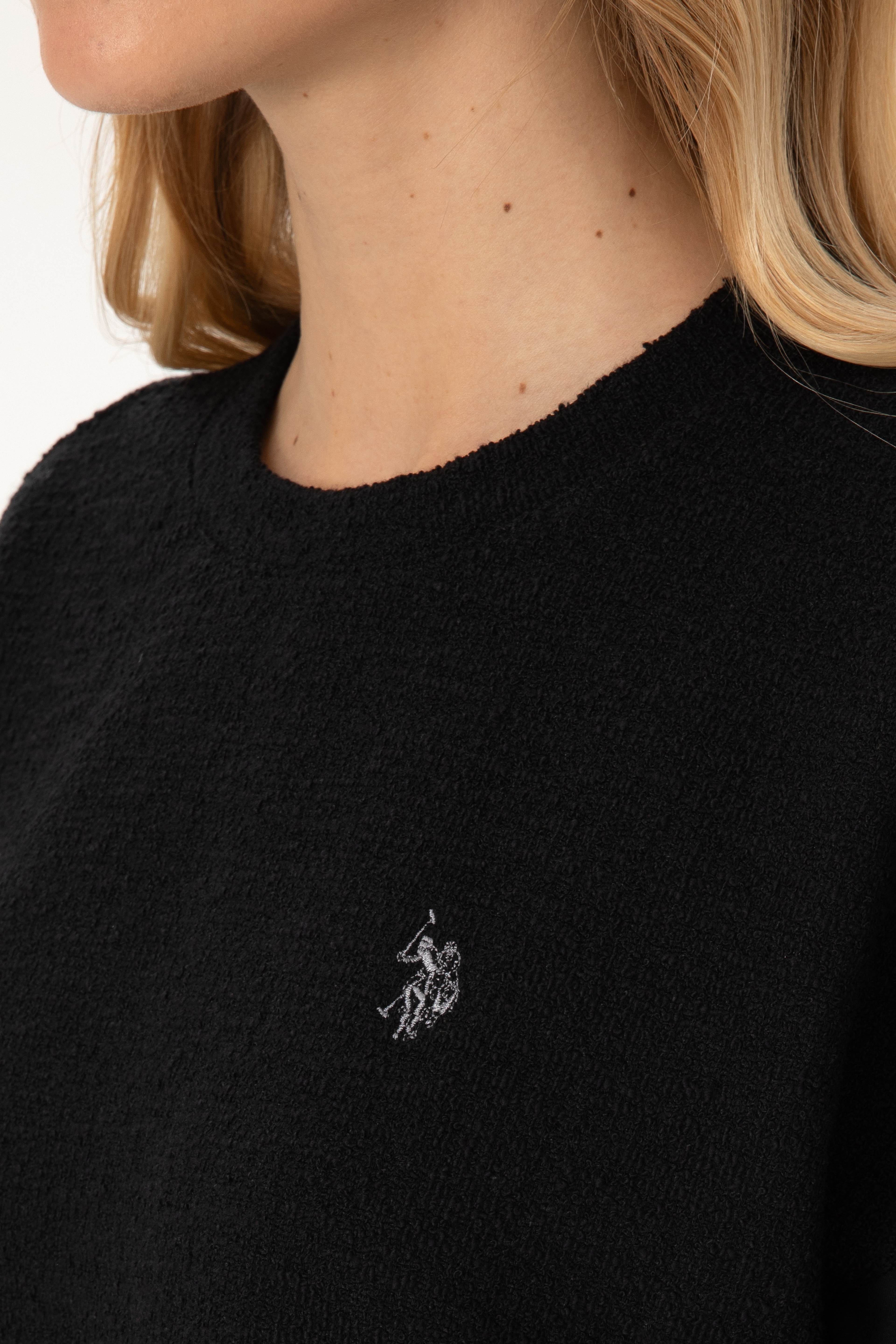 Kadın Siyah Bisiklet Yaka Sweatshirt - Image 7