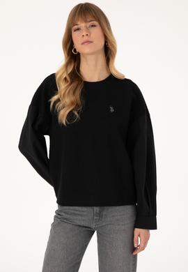 Kadın Siyah Bisiklet Yaka Sweatshirt - 50309052007