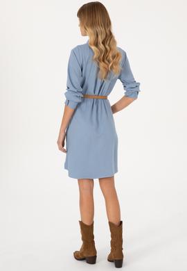 Kadın Açık Mavi Dokuma Elbise - 50317615023