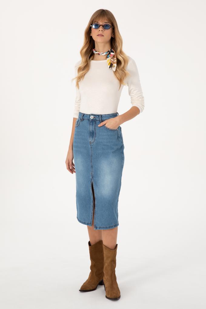 Kadın Mavi Jean Etek
