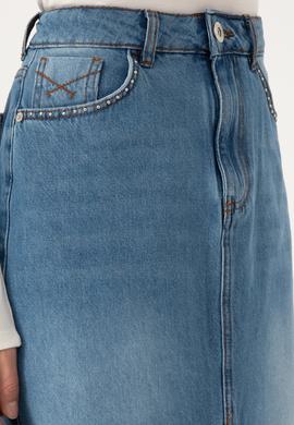 Kadın Mavi Jean Etek - 50309424012