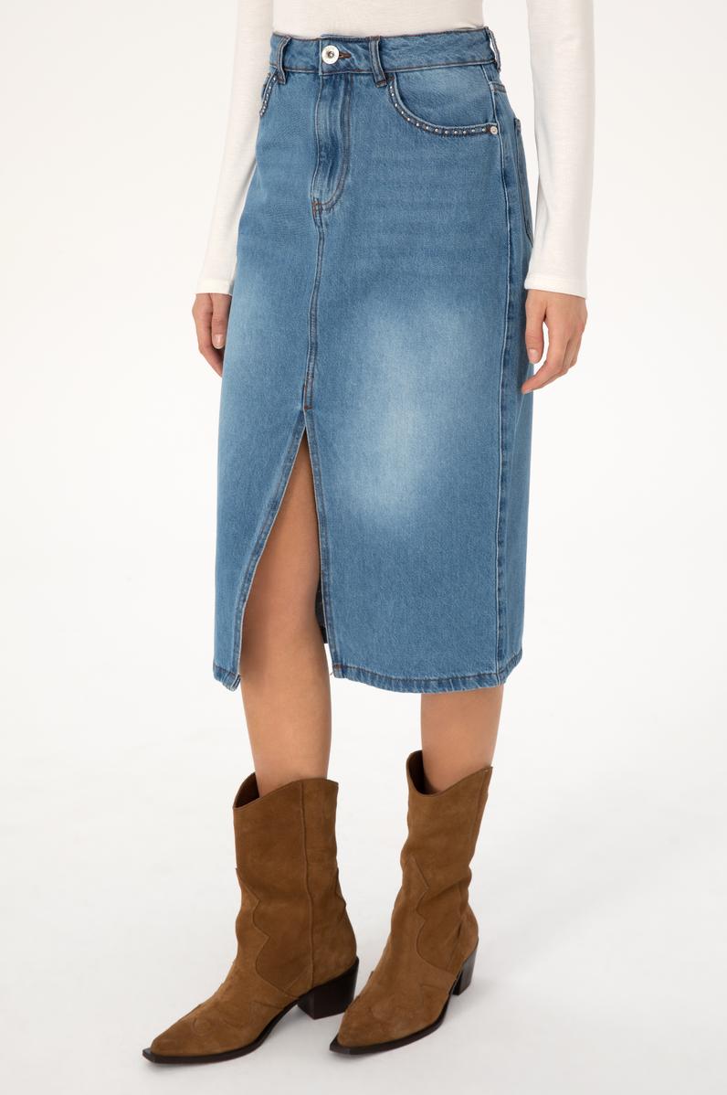Kadın Mavi Jean Etek