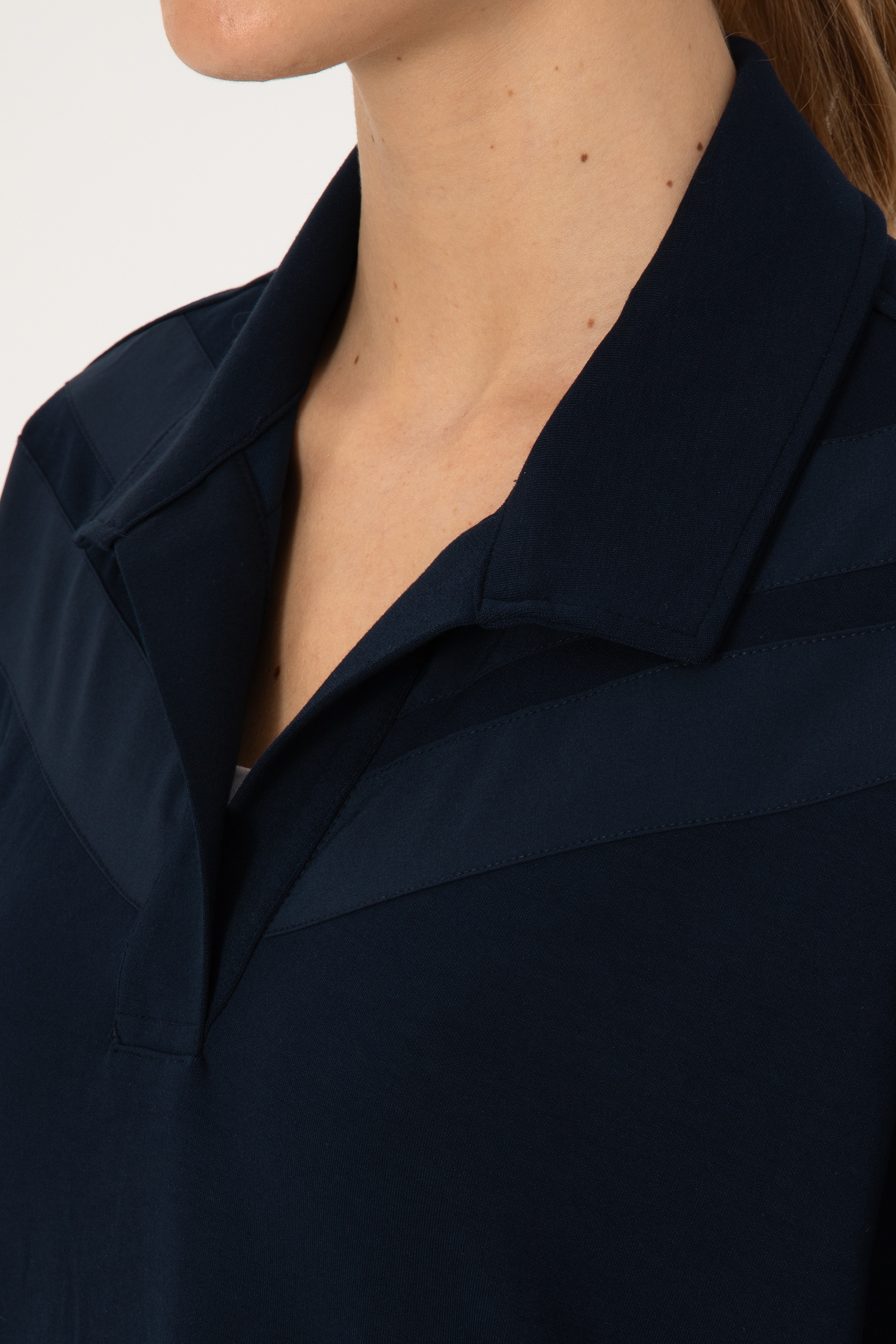 Kadın Lacivert Polo Yaka Sweatshirt - Image 7
